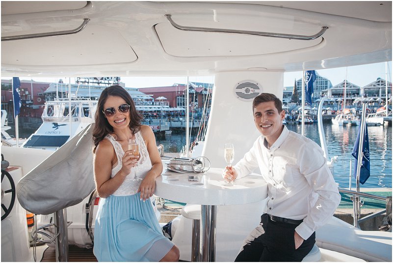 luxury yacht cape town engagement photos