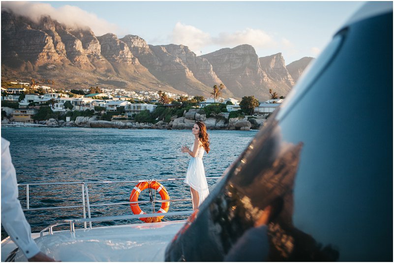 luxury yacht cape town engagement photos