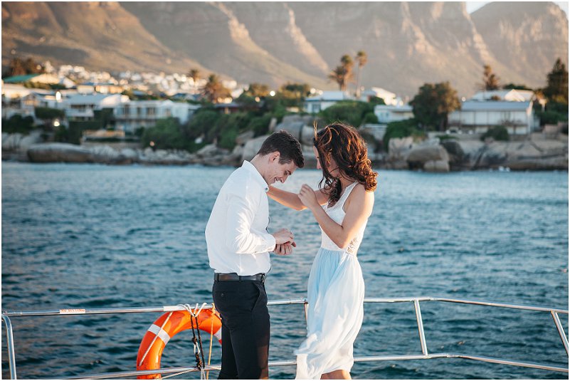 luxury yacht cape town engagement photos