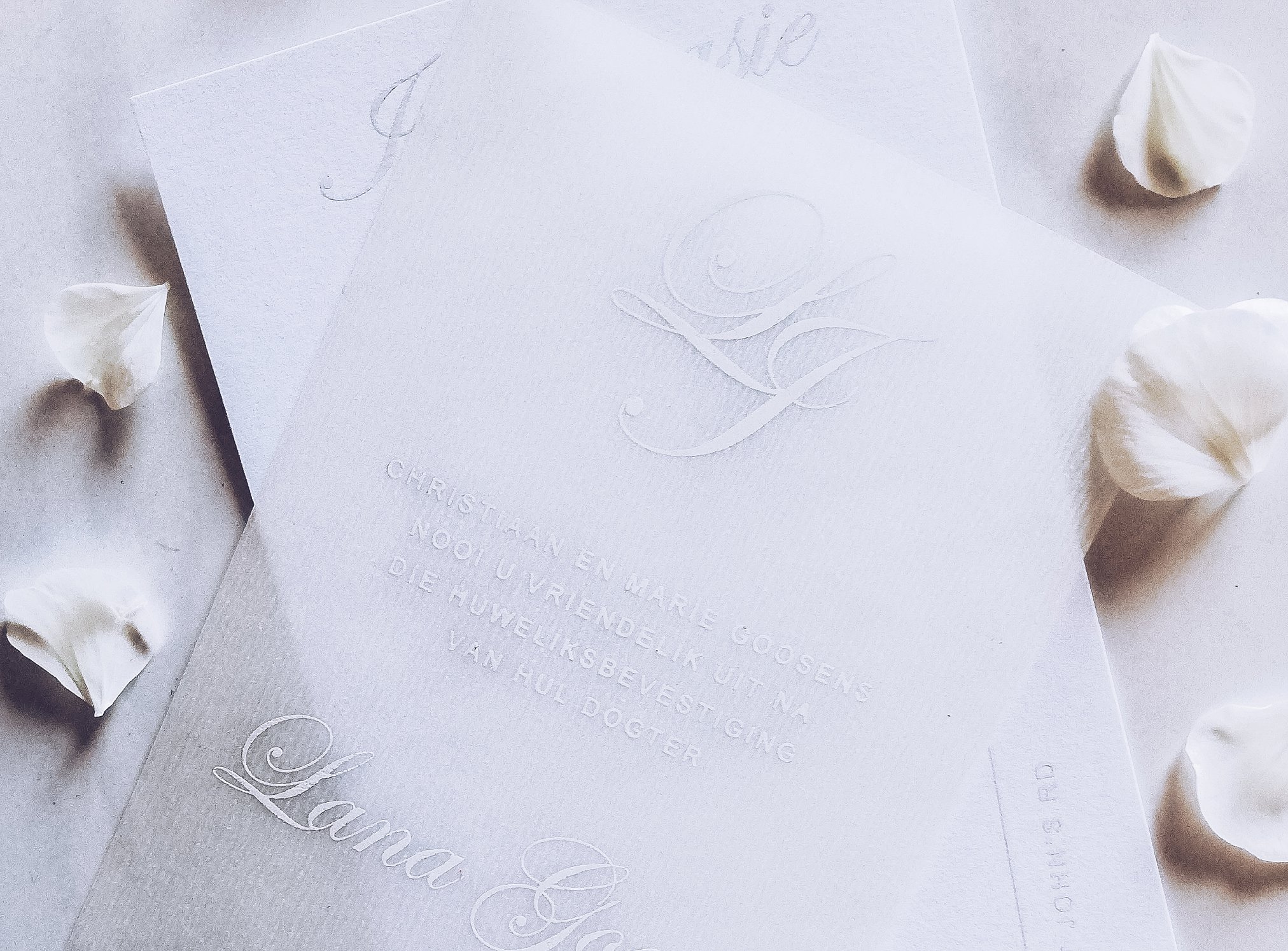 White on White wedding stationery set