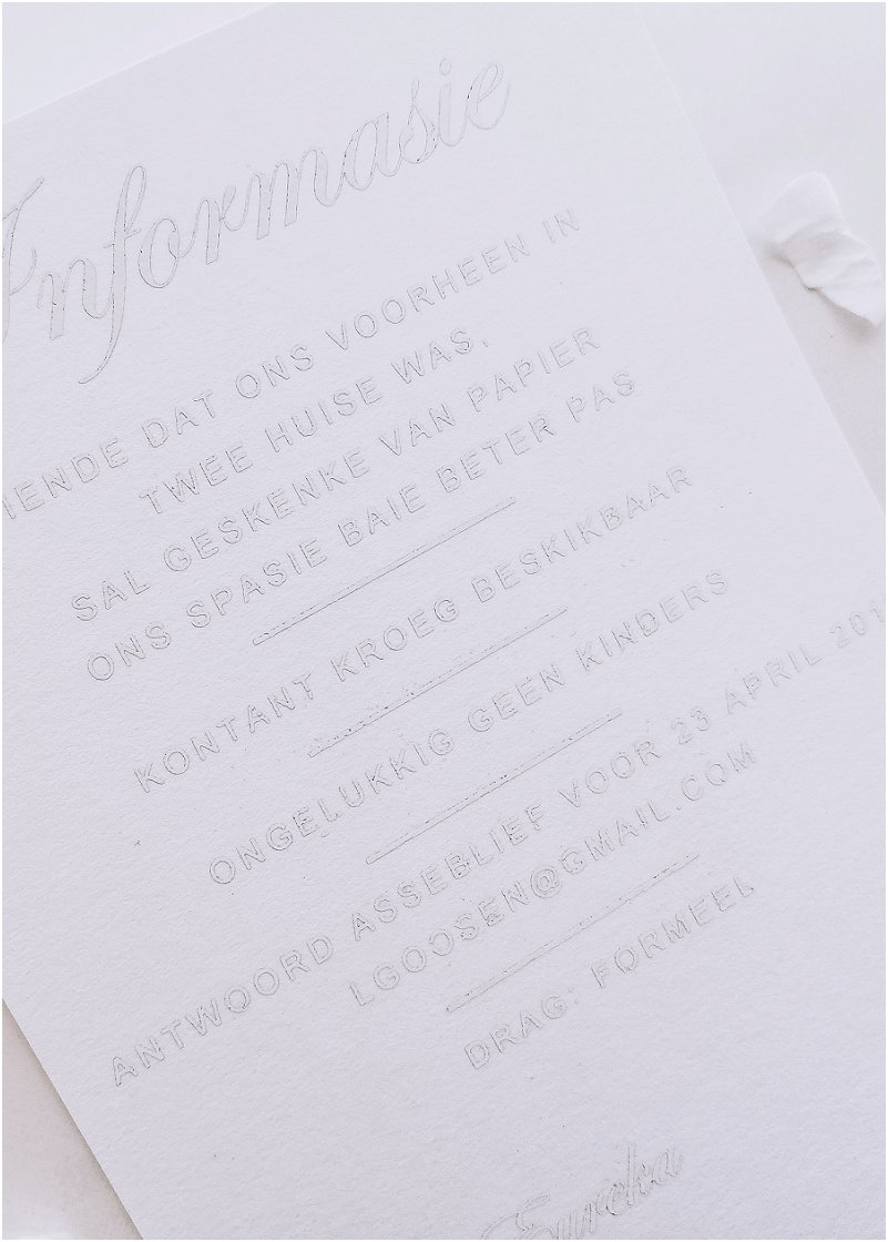 White on White wedding stationery set