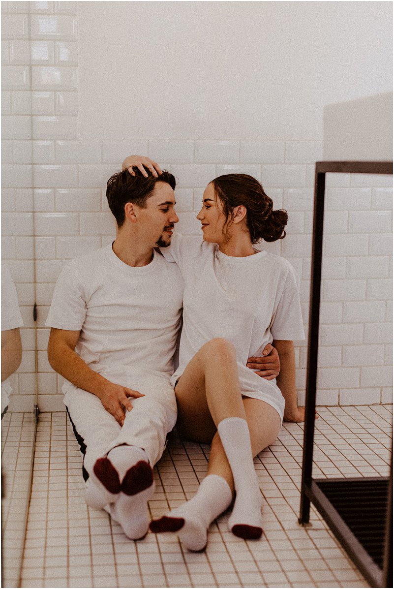 playful engagement photo shoot