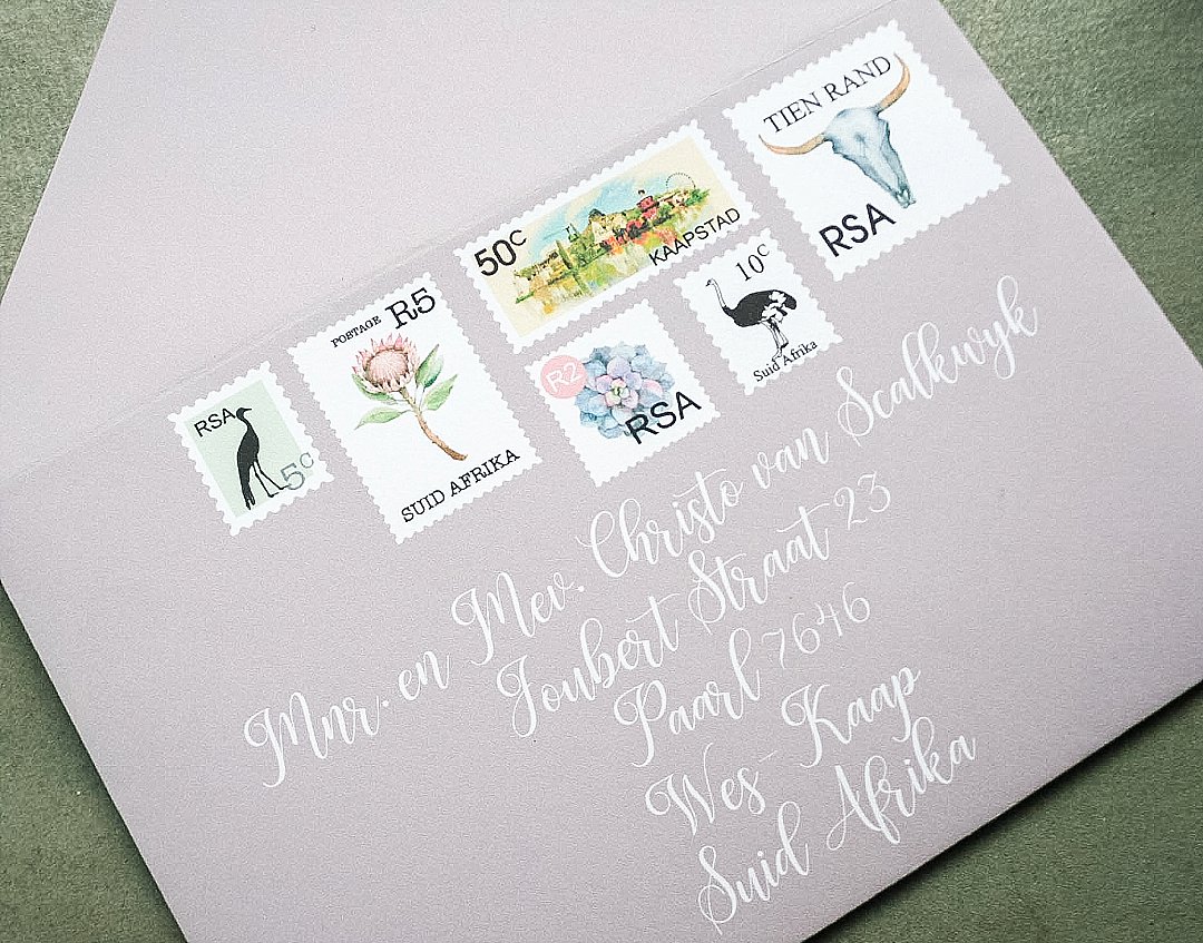 South African Stamp Inspired Wedding Stationery