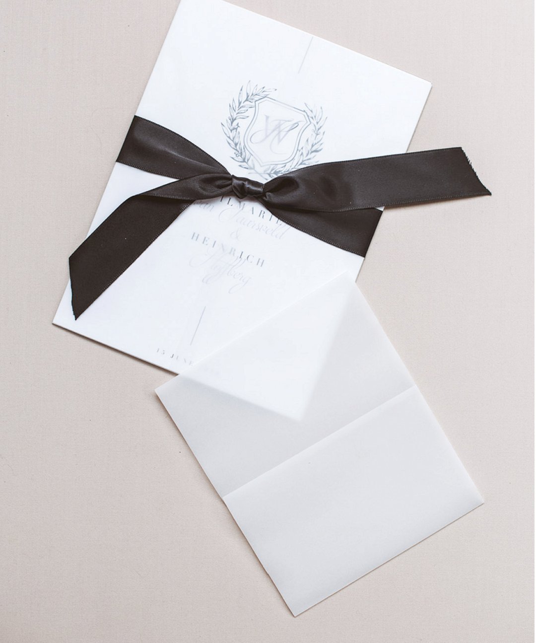 Classic wedding invitations with wax stamp