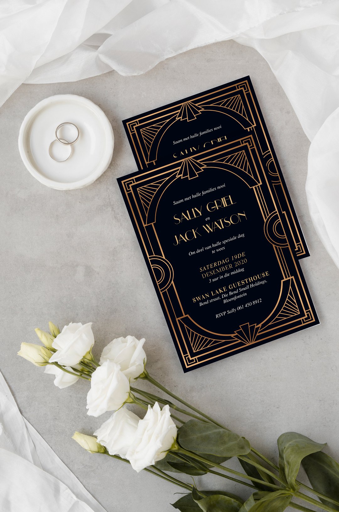 Art Deco inspired wedding stationery