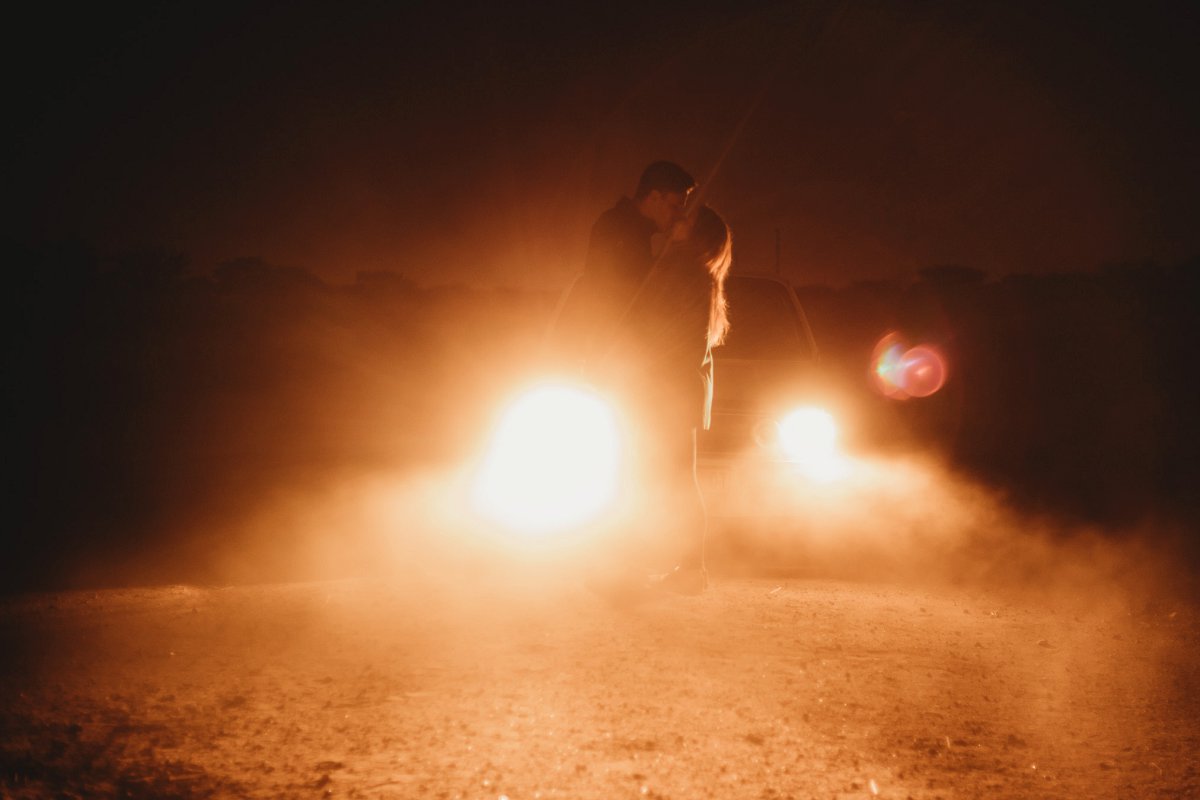 couple photoshoot on a dirt road