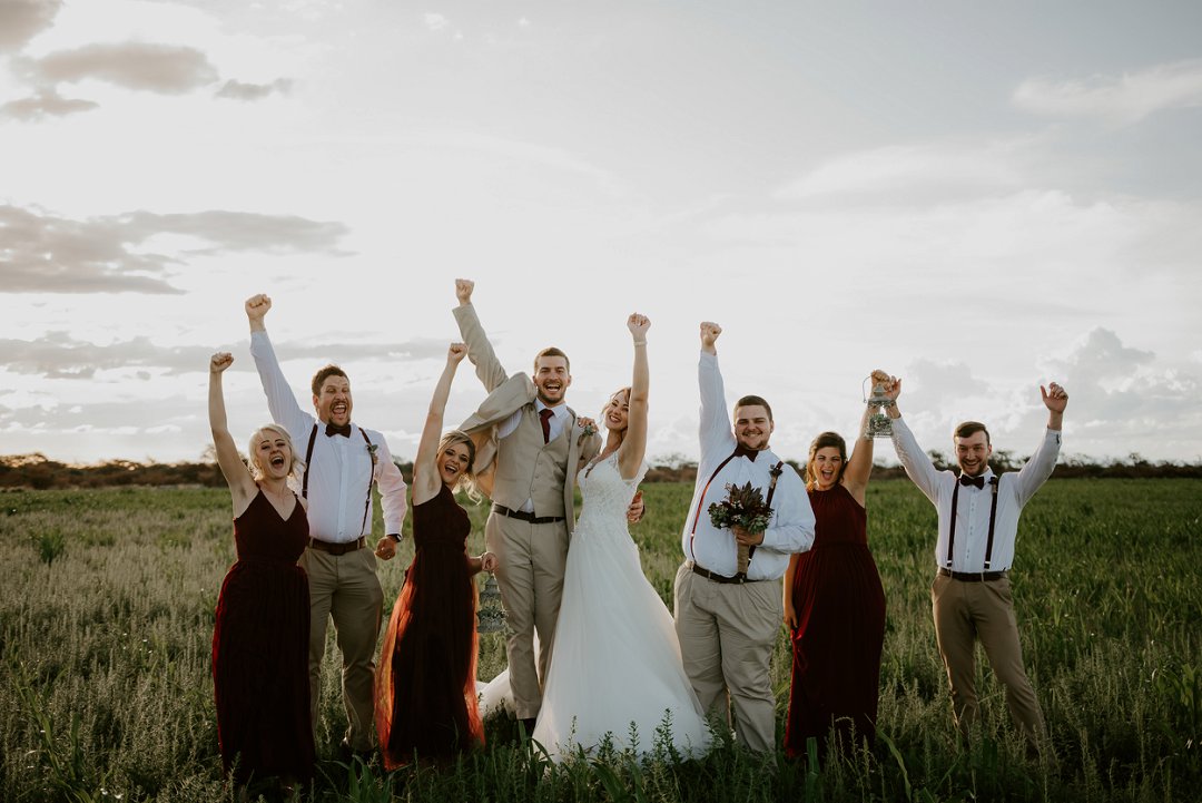 Bride and groom with bridal party